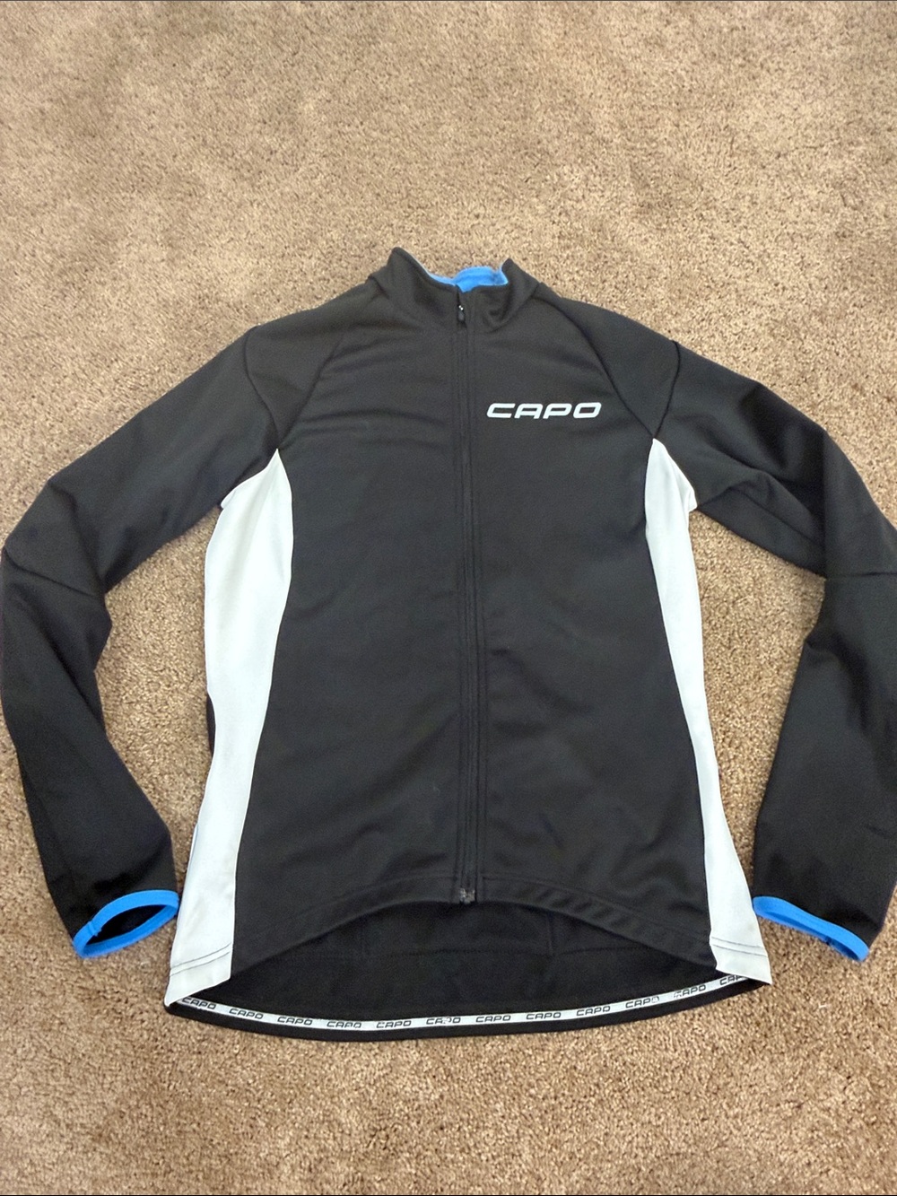 Capo Women's Black Performance Cycling Jacket with White Panels